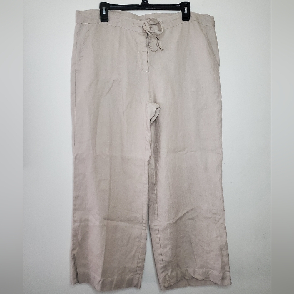 Fabindia Linen Pants Size XL Womens Highwaist Cropped Coastal